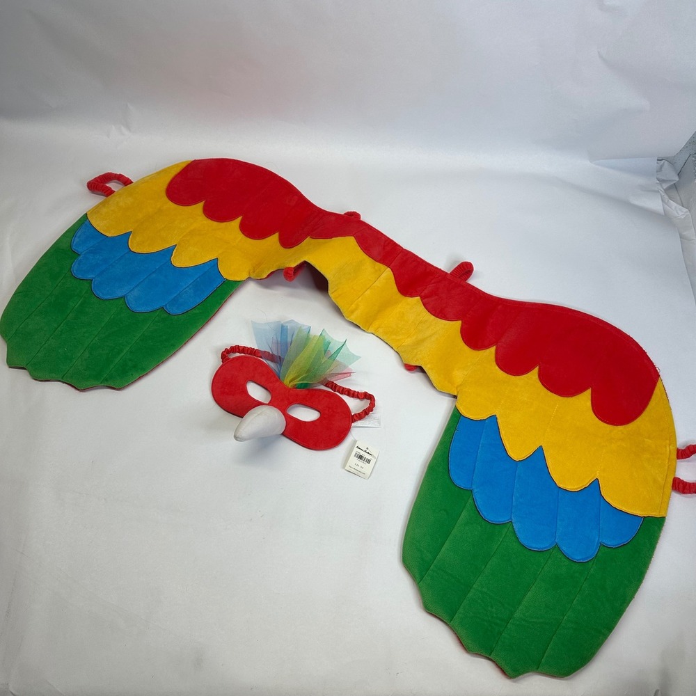 Hanna Andersson Parrot Costume Set Wings and Mask Red Yellow Blue Green OS 57988